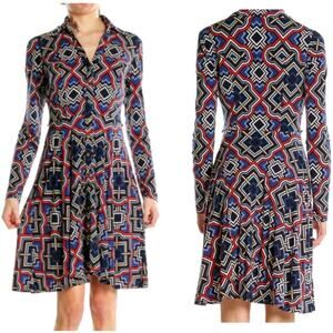 Cache Size 2 Mod Geometric Print Chic Jersey A Line Shirt dress